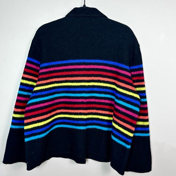 Requirements sweater jacket XL extra large rainbow cardigan black stripe serape - Picture 7 of 11